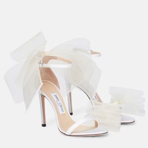 Authentic JIMMY CHOO Aveline 100 bow-trimmed sandals